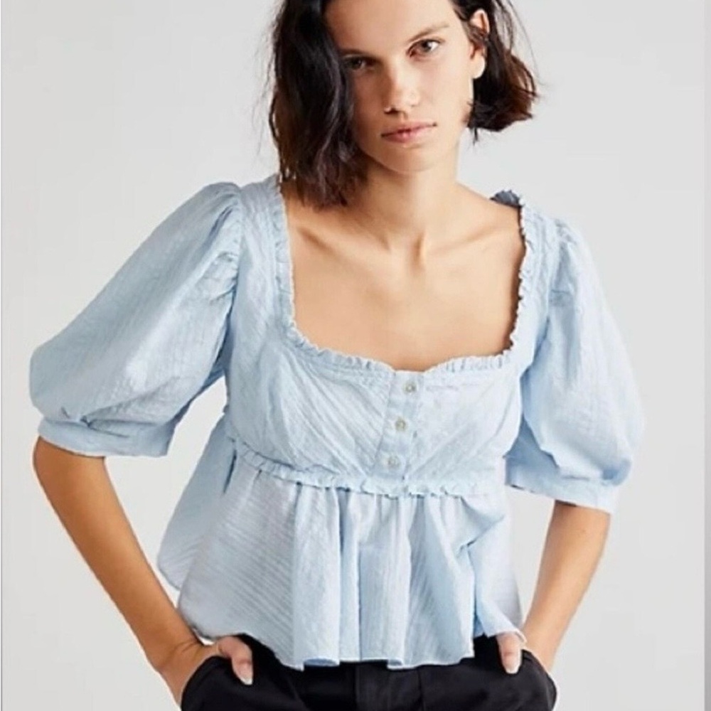 Free People Leave it to me Peplum Ruffled Top